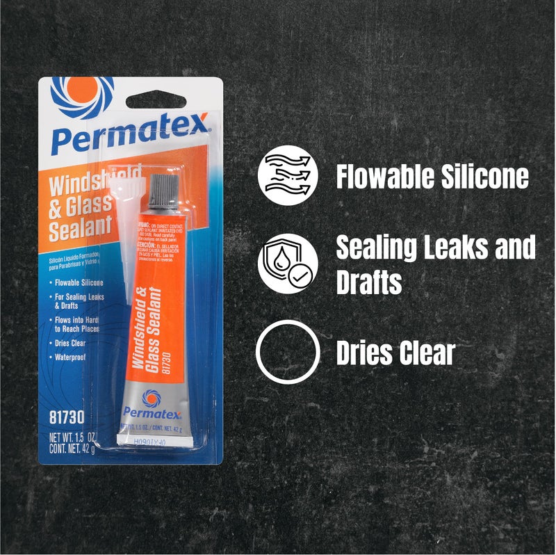 Permatex 81730-12PK Flowable Silicone Windshield and Glass Sealer, 1.5 oz. (Pack of 12) - Image 2
